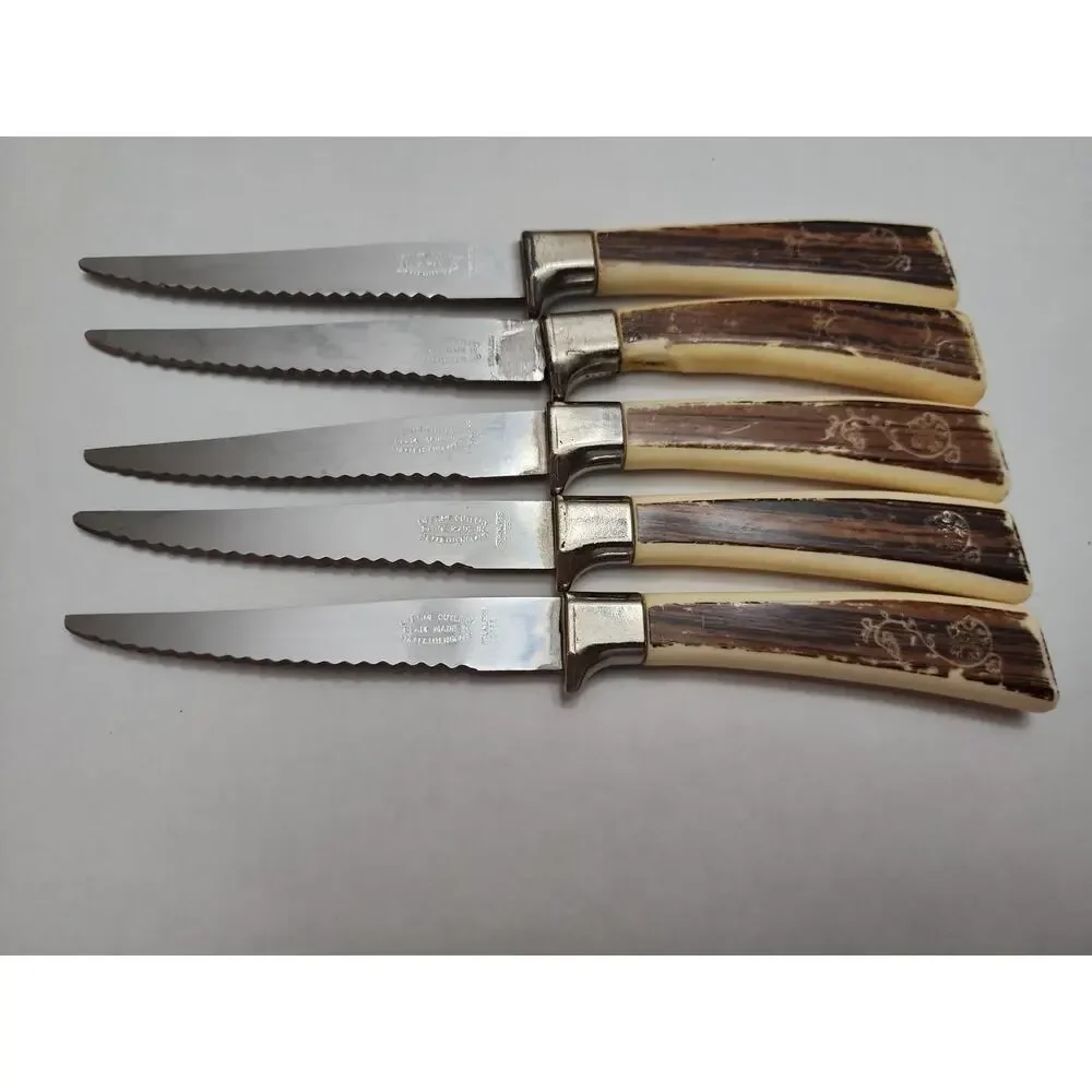 Five Piece Vintage Lifetime Cutlery Steak Knife Set Fleur D'Or~Sheffield England
